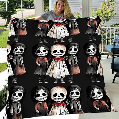 Spooky Fleece Blanket, Halloween , Ghostly Decor, Frightful Gift, Scary Movie Night, Autumn Cozy Wrap