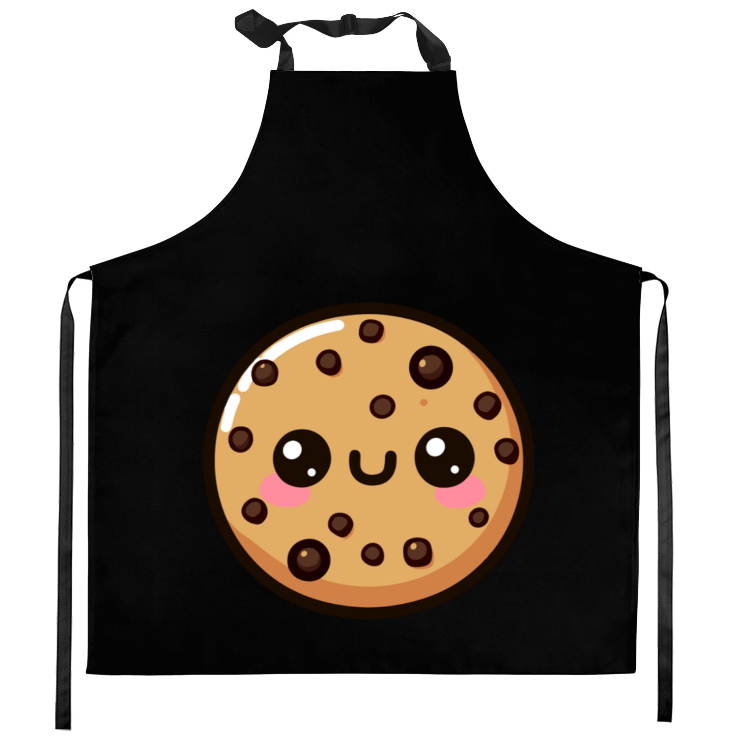 Kawaii Chocolate Chip Cookie Illustration Kitchen Aprons